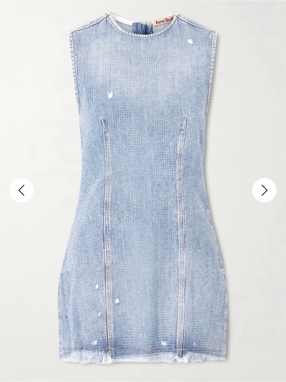 Acne Light Blue Distressed Denim Mini Dress - Picture 2 of 6